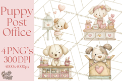 Puppy Post Office Clipart PNG Valentine Mail Dog Clip Art. Product Image 1
