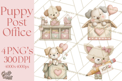 Puppy Post Office Clipart PNG Valentine Mail Dog Clip Art. Product Image 1