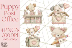 Puppy Post Office Clipart PNG Valentine Mail Dog Clip Art. Product Image 1