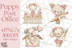 Puppy Post Office Clipart PNG Valentine Mail Dog Clip Art. Product Image 1