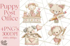 Puppy Post Office Clipart PNG Valentine Mail Dog Clip Art. Product Image 1