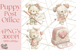 Puppy Post Office Clipart PNG Valentine Mail Dog Clip Art. Product Image 1