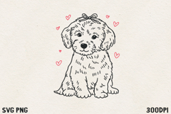 Cute Puppy with Bow SVG PNG | Sweet Valentine Dog Product Image 1