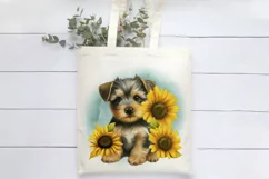 Yorkshire Terrier Puppy with Sunflowers Sublimation Product Image 3