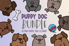 Puppy Dog Bundle|10 adorable little puppy PNG illustrations Product Image 1