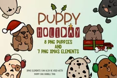 Puppy Holiday|15 PNG Holiday Puppies & Elements Product Image 1
