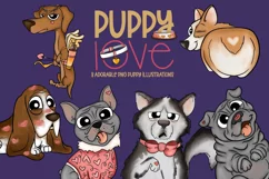 Puppy Love Bundle|Valentine Clipart|PNG Puppies & Elements Product Image 1