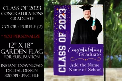 Graduation Garden Flag PNG Sublimation Design, Purple 2023 Product Image 1