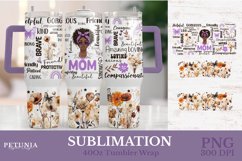 purple african american mom png being used as a 40 oz sublimation tumbler print