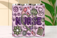 Purple and Sage Green Nurse Theme Tumbler Wrap Product Image 1