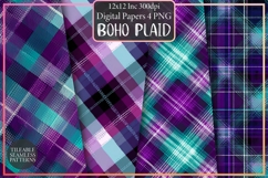 Purple and Turquoise Boho Plaid Pattern Design, Sublimation Product Image 1