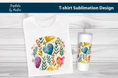 Purple blue red hearts and leaves TShirt Background