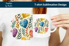Purple blue red hearts and leaves TShirt Background