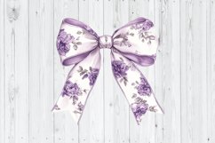 Purple Floral Print Coquette Bow PNG, Spring Bow PNG Product Image 1