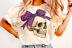Halloween Skeleton PNG, Halloween Skull PNG, Coquette Bow Product Image 2