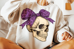 Halloween Skeleton PNG, Halloween Skull PNG, Coquette Bow Product Image 3