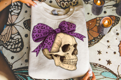 Halloween Skeleton PNG, Halloween Skull PNG, Coquette Bow Product Image 4