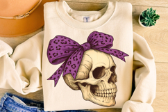 Halloween Skeleton PNG, Halloween Skull PNG, Coquette Bow Product Image 1