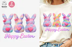 Happy Easter Colorful Faux Fur Purple Pink Cute Bunny Product Image 1