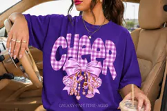 Lavender Gingham Cheer PNG with Bow and Charms Product Image 1