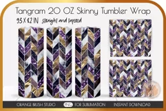 Purple Chevron Skinny Tumbler Marble Geometric Wrap PNG  1