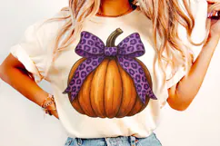 Halloween Leopard Coquette Pumpkin PNG, Pumpkin Fall Bow PNG Product Image 2