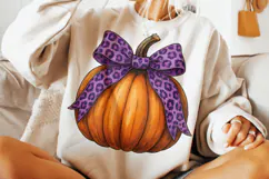 Halloween Leopard Coquette Pumpkin PNG, Pumpkin Fall Bow PNG Product Image 3
