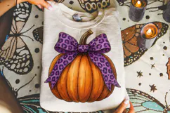 Halloween Leopard Coquette Pumpkin PNG, Pumpkin Fall Bow PNG Product Image 4
