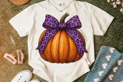 Halloween Leopard Coquette Pumpkin PNG, Pumpkin Fall Bow PNG Product Image 5