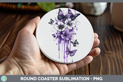 GorgeousPurple Drips Round Coaster design.