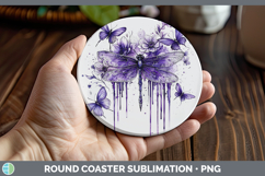 GorgeousPurple Drips Round Coaster design.