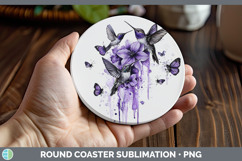 GorgeousPurple Drips Round Coaster design.