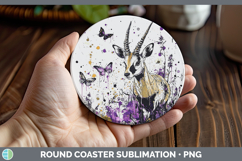 GorgeousPurple Drips Safari Round Coaster design.