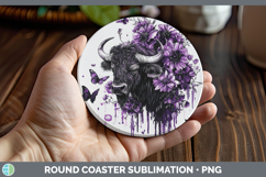 GorgeousPurple Drips Safari Round Coaster design.