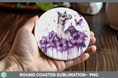 GorgeousPurple Drips Safari Round Coaster design.