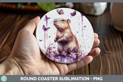 GorgeousPurple Drips Safari Round Coaster design.