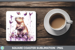 GorgeousPurple Drips Safari Square Coaster design.