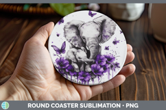 GorgeousPurple Drips Safari Round Coaster design.
