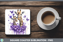 GorgeousPurple Drips Safari Square Coaster design.