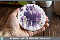 GorgeousPurple Drips Safari Round Coaster design.
