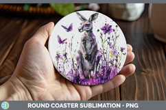 GorgeousPurple Drips Safari Round Coaster design.