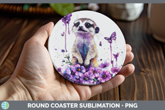 GorgeousPurple Drips Safari Round Coaster design.