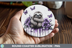 GorgeousPurple Drips Safari Round Coaster design.