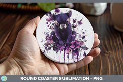 GorgeousPurple Drips Safari Round Coaster design.