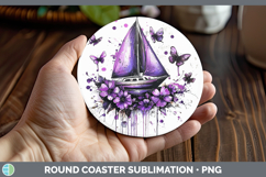 GorgeousPurple Drips Round Coaster design.