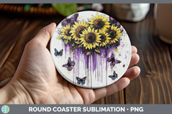 GorgeousPurple Drips Round Coaster design.