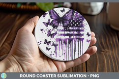 GorgeousPurple Drips Round Coaster design.