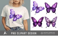 Watercolor Purple Fantasy Butterfly Clipart Product Image 1