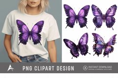 Watercolor Purple Fantasy Butterfly Clipart Product Image 1