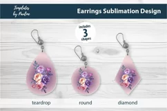 Pink Flower Earrings Sublimation Designs PNG